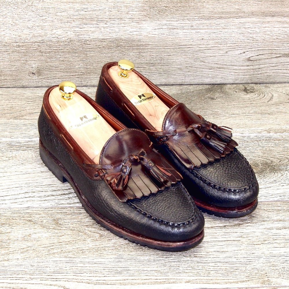 Allen Edmonds NASHUA 10 D Black/Brown * new AE Bags (add $15 new Shoe Trees) o
